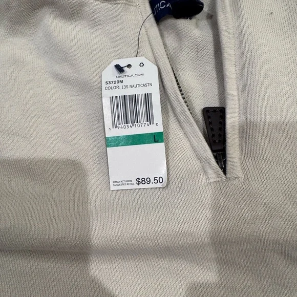 Men's Cream Nautica 1/4 Zip Sweater